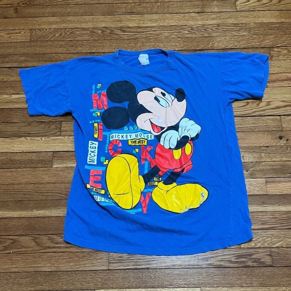 Vintage Mickey Unlimited T-Shirt Unisex One Size Blue Graphic Logo Sleepwear